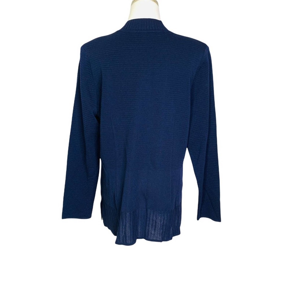 Misook Navy blue Zip Ribbed Jardigan MEDIUM 2818 - Picture 5 of 8